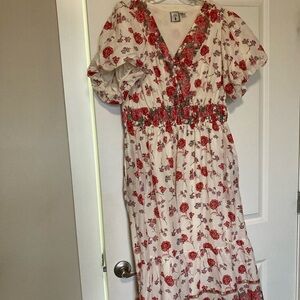 Floral Cream and Pink Maxi Dress